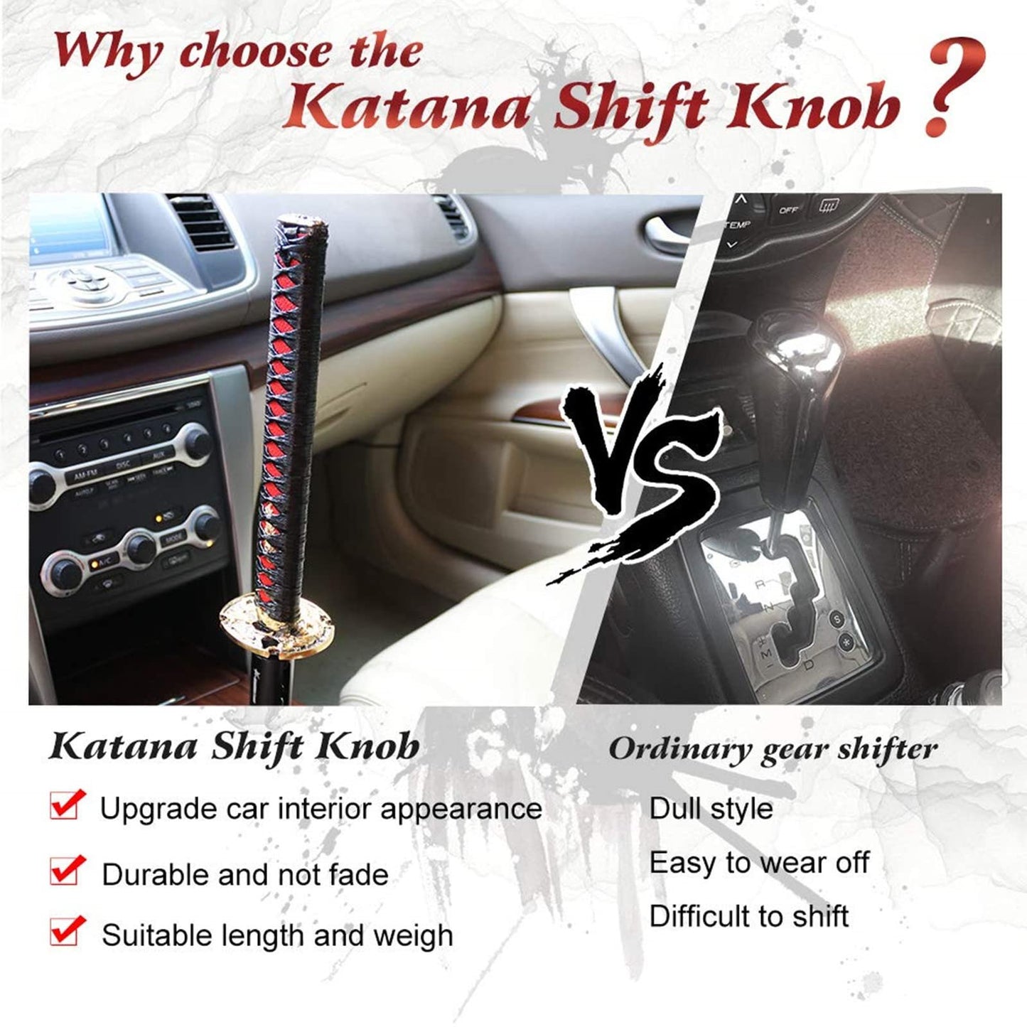 Universal Katana Gear Shift Lever – Samurai Sword Handle with 4 Adapters