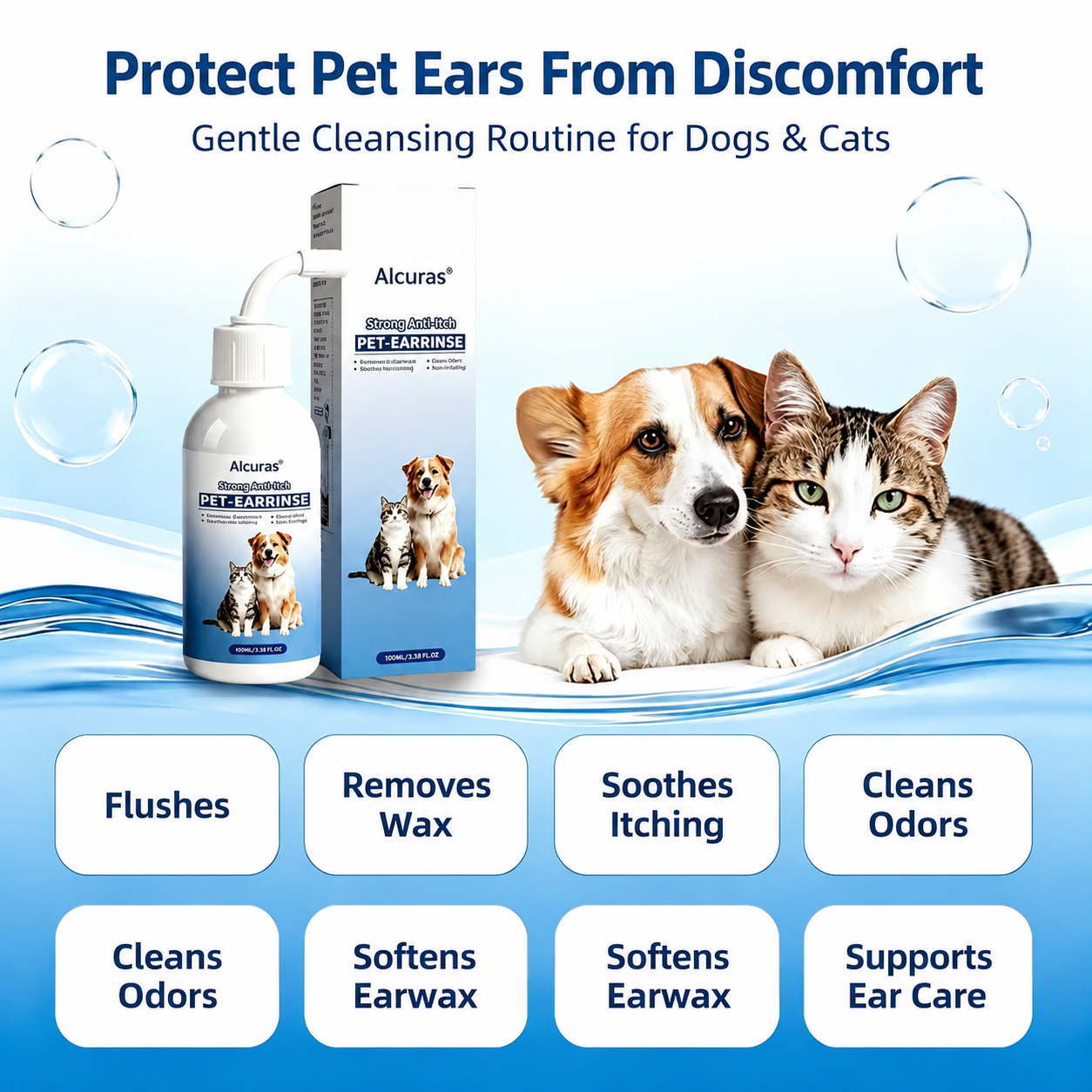 Gentle Pet Ear Wash | Odor-Free Cleaning for Dogs & Cats🐾