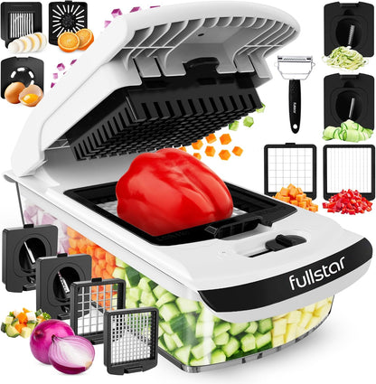 Fullstar The Original Pro Chopper - Vegetable Chopper and Spiralizer, Food Chopper with Container, Fruit Slicer, Kitchen Gadgets & Gifts, Home Essentials (4 in 1, White)