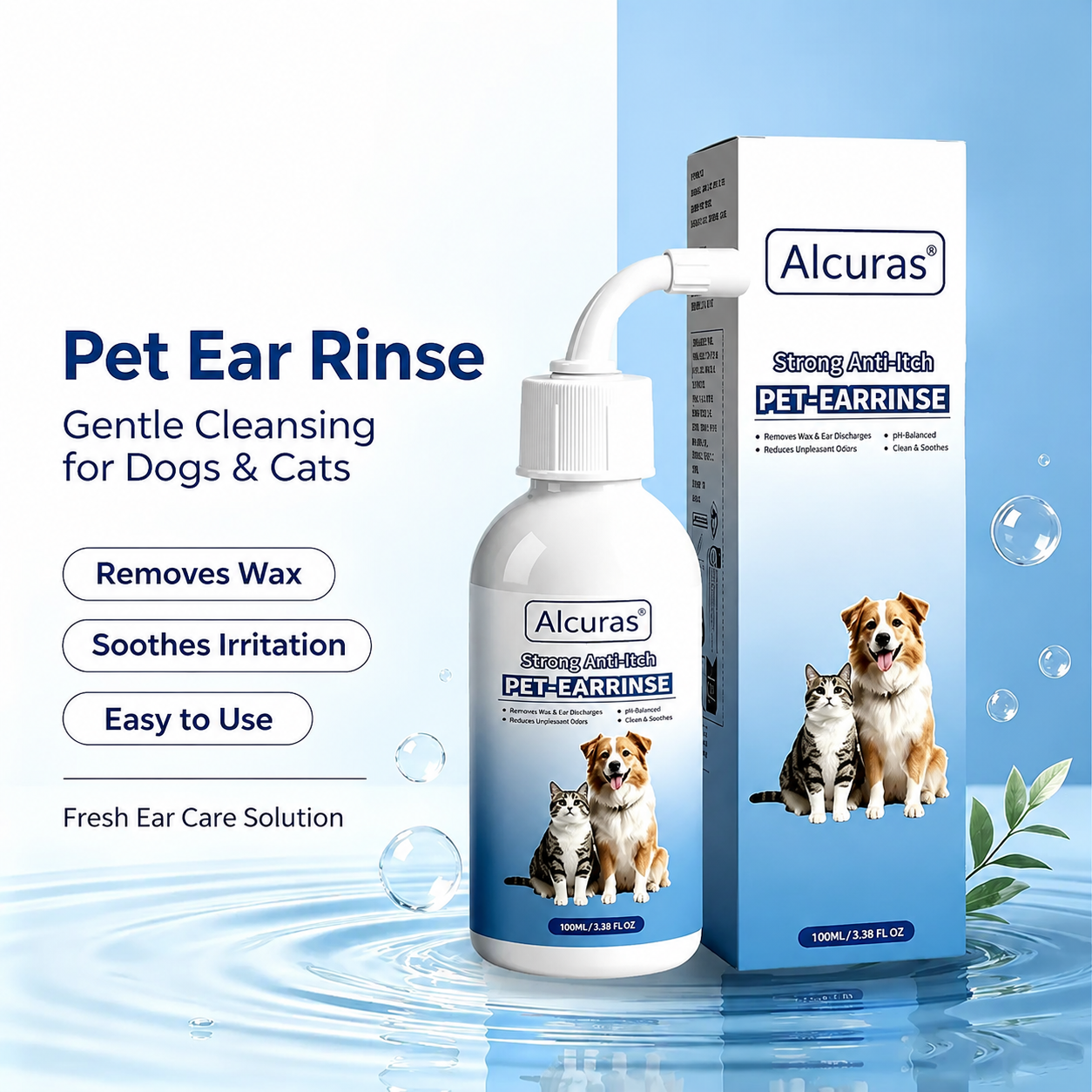 Gentle Pet Ear Wash | Odor-Free Cleaning for Dogs & Cats🐾