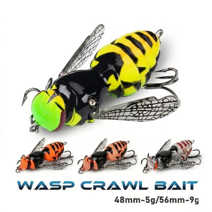 🔥Last Day 49% OFF - 🐝 Bionic Wasp Crawl Bait - Topwater Micro Fishing Lure with Acoustic Noise Steel Balls for Bass & Pike Professional Anglers